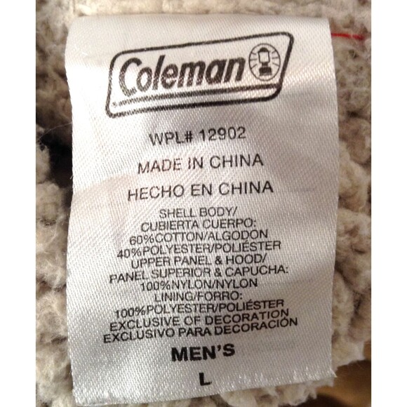 Coleman Jacket Mn L Light Brown Sherpa Lined Hooded Workwear Shacket Barn Chore - Picture 11 of 12